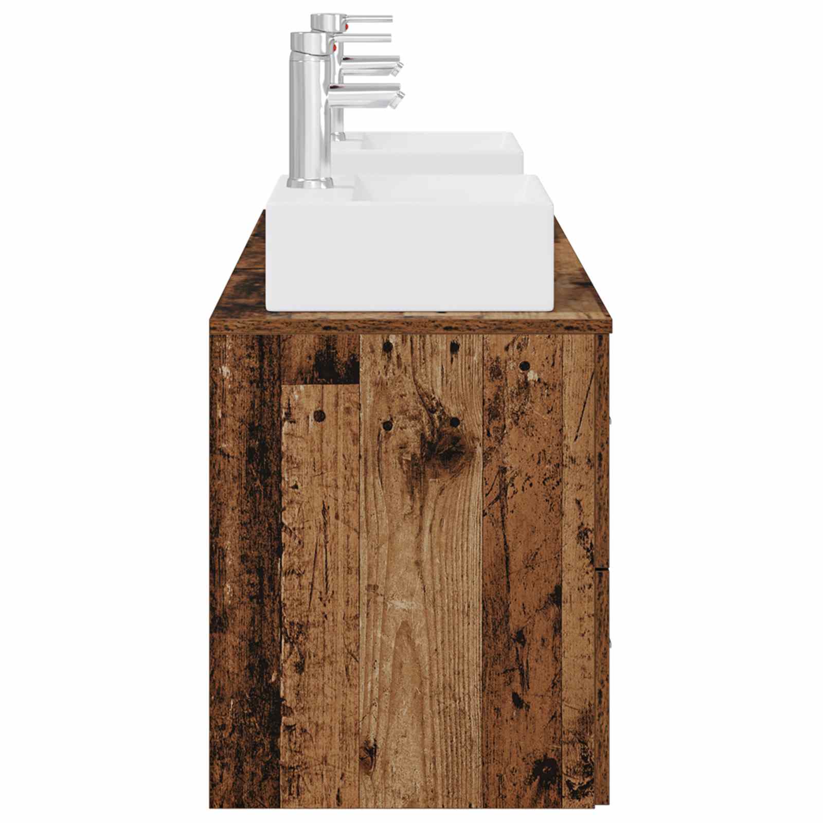 Badkamerkastenset 3 st Oud hout 49,5 x 41 x 62,5 cm