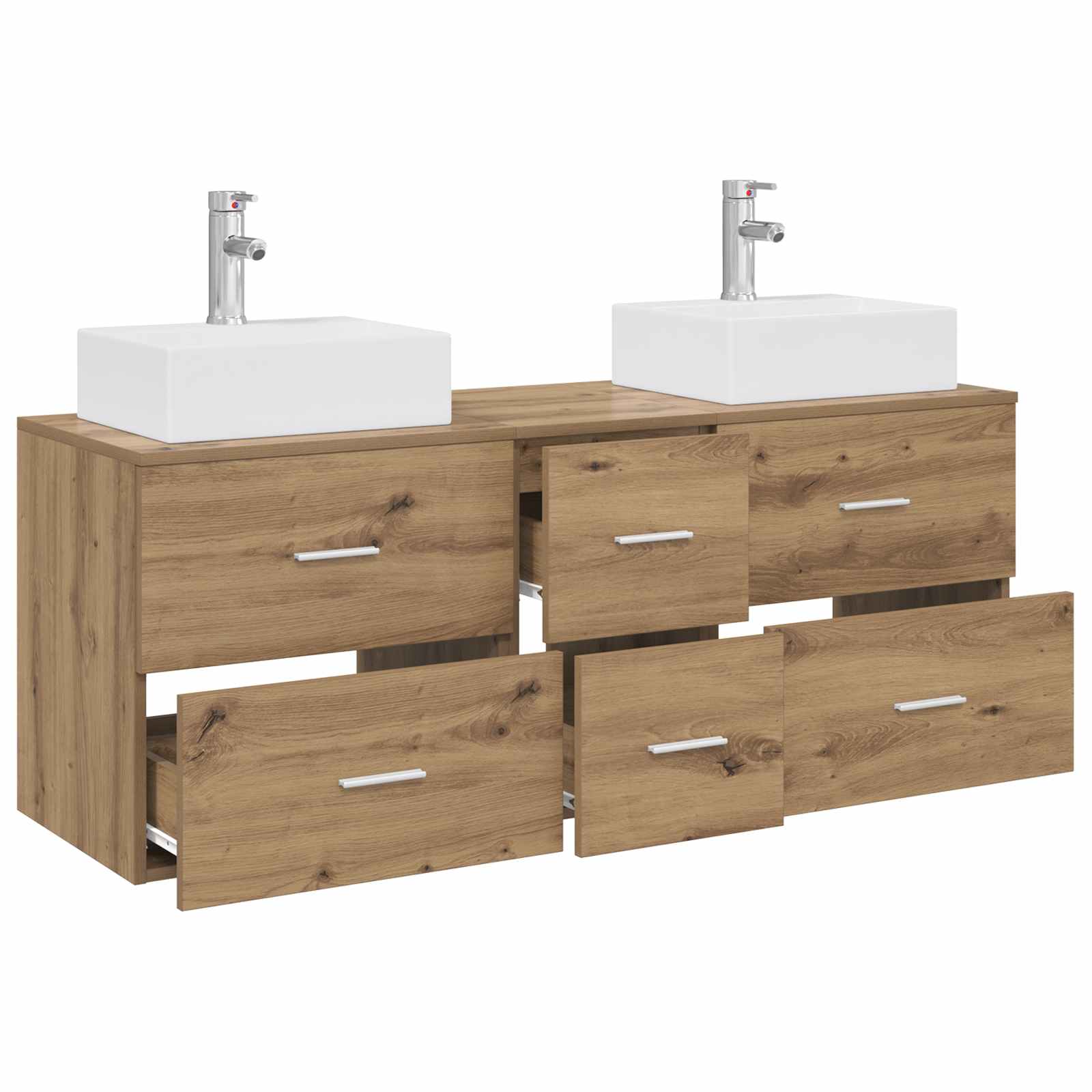 Badkamerkastenset 3 st Artisanaal eiken 49,5 x 41 x 62,5 cm