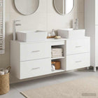 Badkamerkastenset 3 st Wit 53 x 34,5 x 63 cm Bewerkt hout
