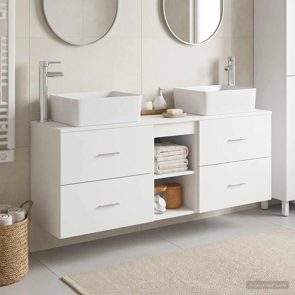Badkamerkastenset 3 st Wit 53 x 34,5 x 63 cm Bewerkt hout