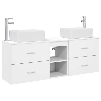Badkamerkastenset 3 st Wit 53 x 34,5 x 63 cm Bewerkt hout