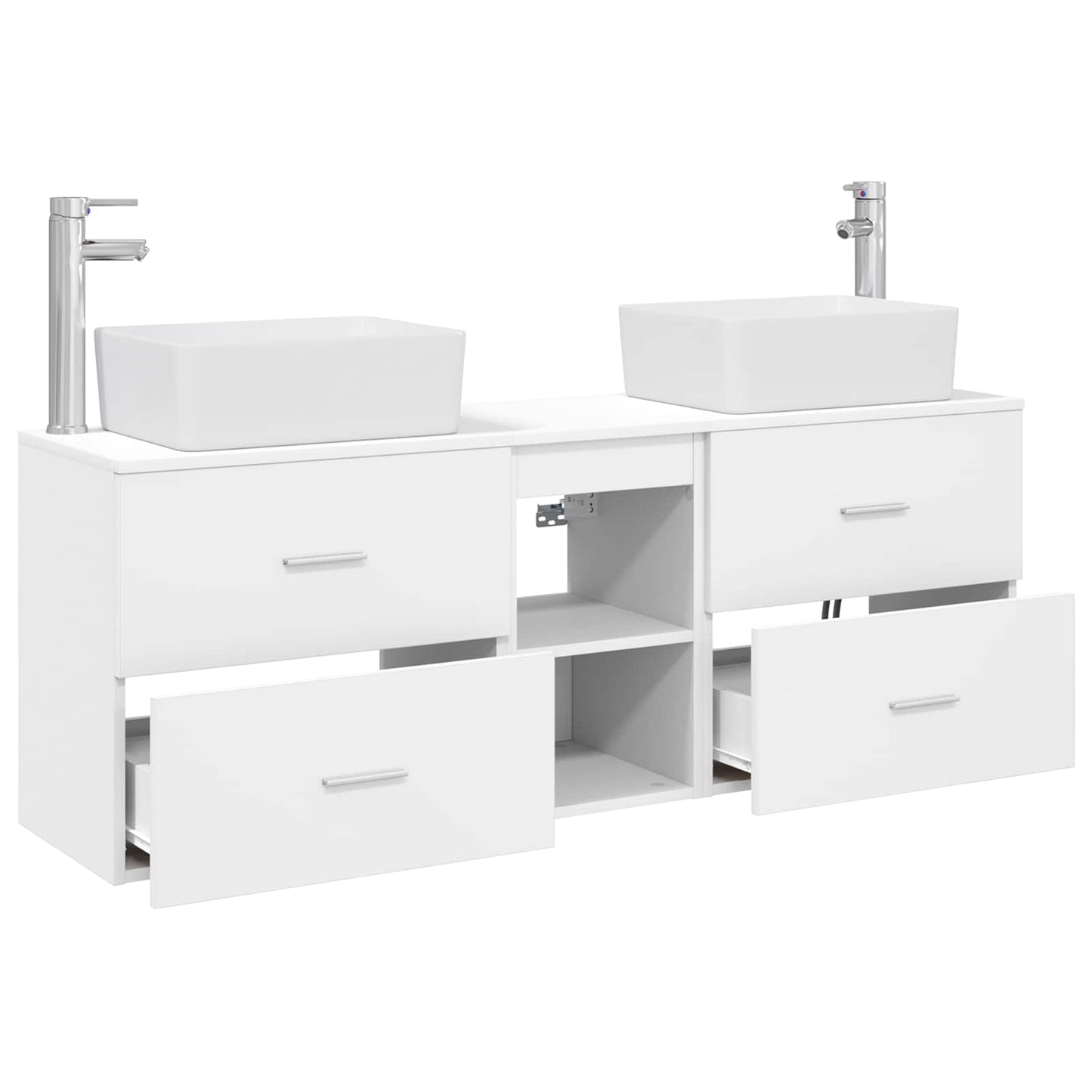 Badkamerkastenset 3 st Wit 53 x 34,5 x 63 cm Bewerkt hout