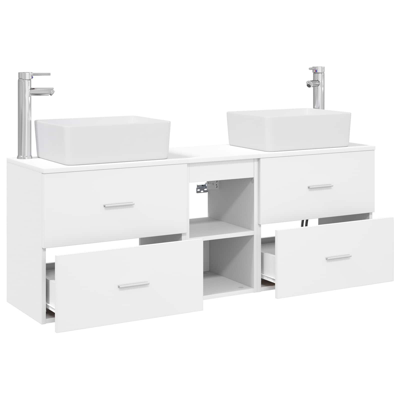 Badkamerkastenset 3 st Wit 53 x 34,5 x 63 cm Bewerkt hout