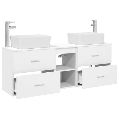 Badkamerkastenset 3 st Wit 53 x 34,5 x 63 cm Bewerkt hout
