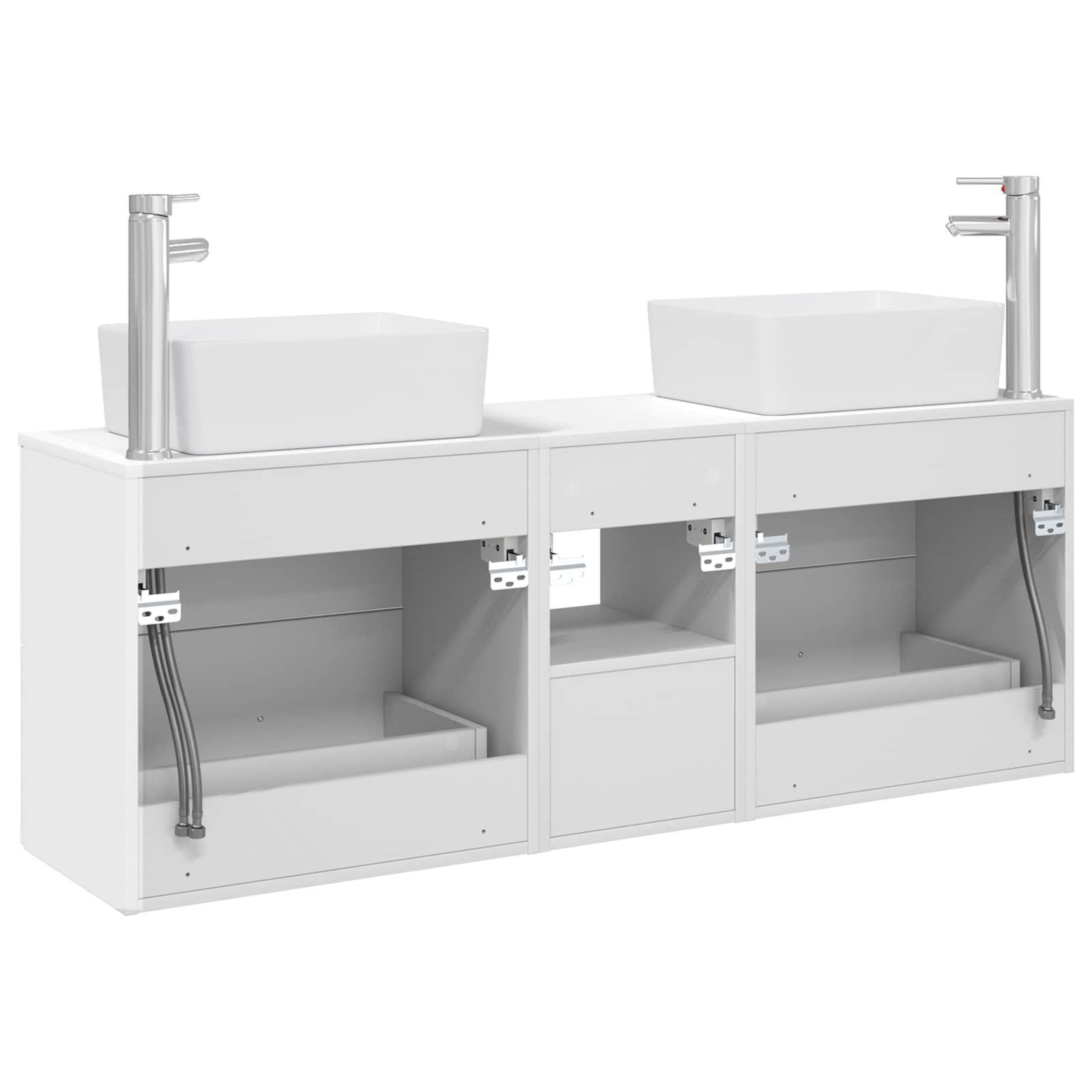 Badkamerkastenset 3 st Wit 53 x 34,5 x 63 cm Bewerkt hout
