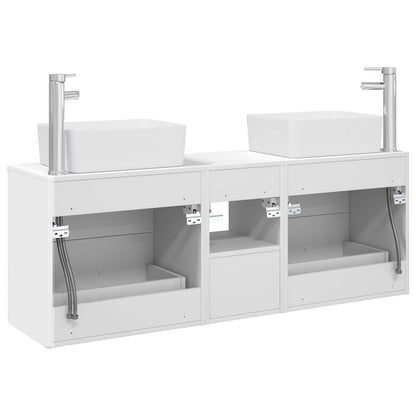 Badkamerkastenset 3 st Wit 53 x 34,5 x 63 cm Bewerkt hout