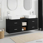 Badkamerkastenset 3 st Zwart 53 x 34,5 x 63 cm Bewerkt hout