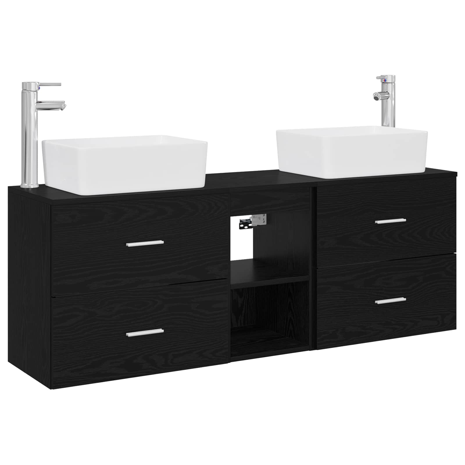 Badkamerkastenset 3 st Zwart 53 x 34,5 x 63 cm Bewerkt hout