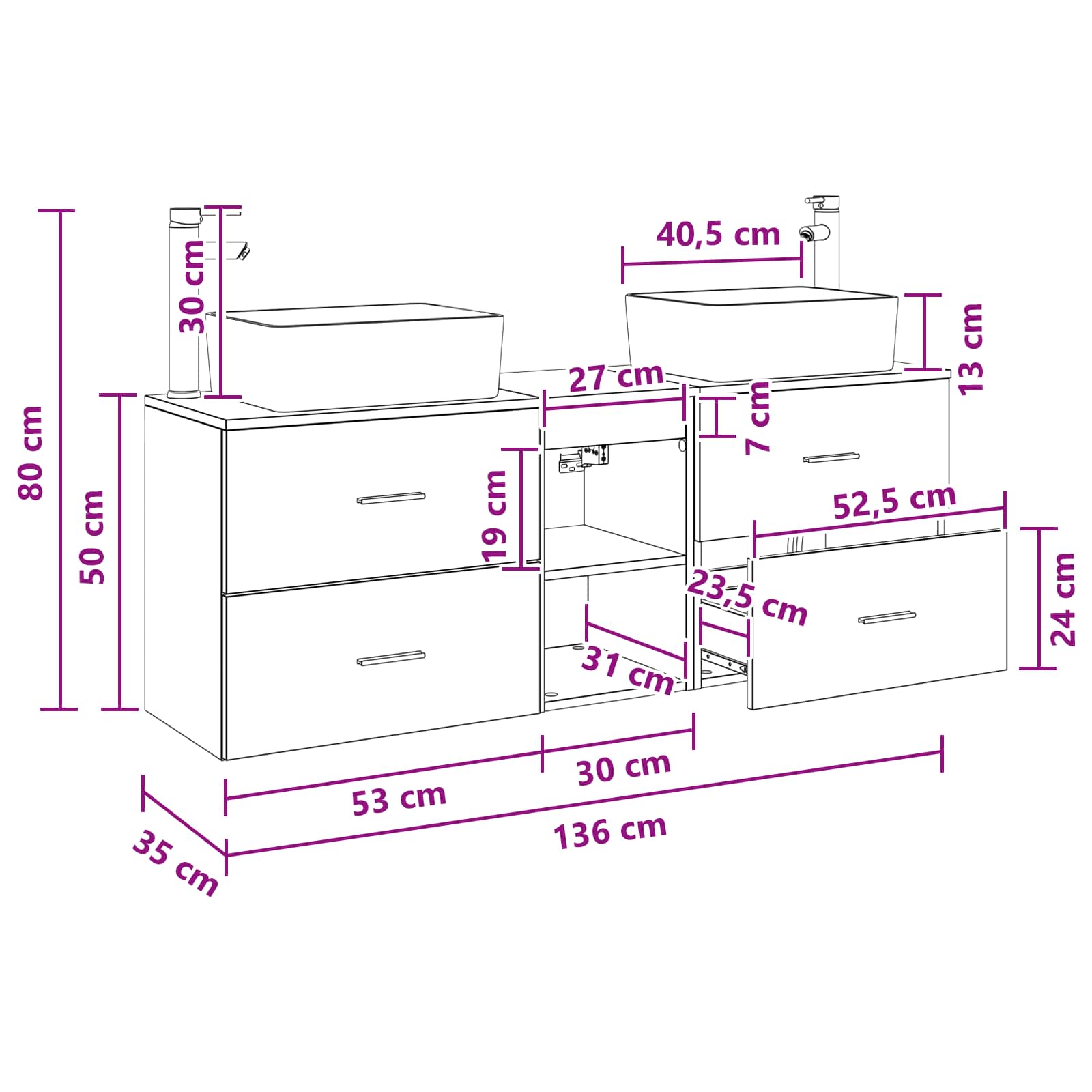 Badkamerkastenset 3 st Zwart 53 x 34,5 x 63 cm Bewerkt hout