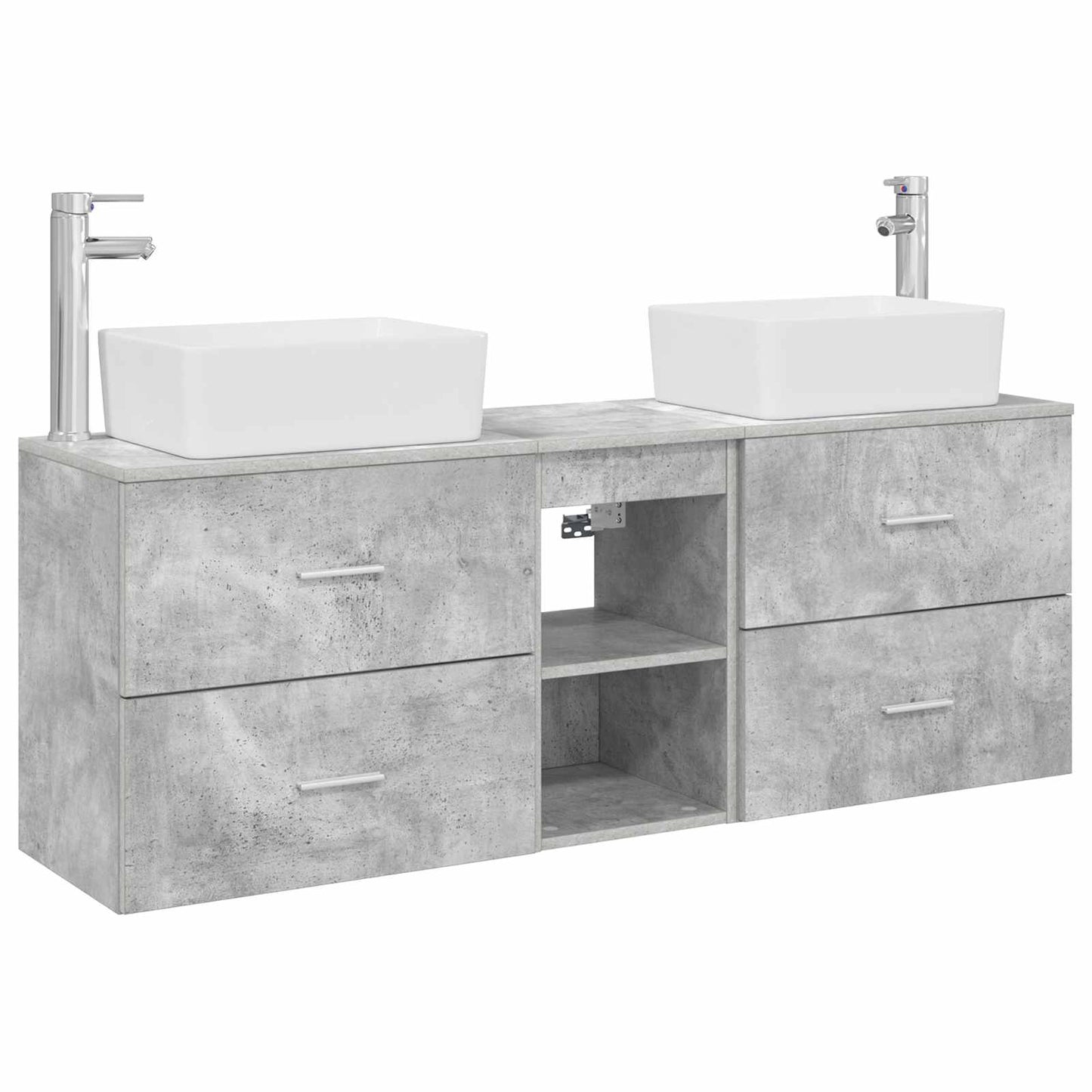 Badkamerkastenset 3 st Betongrijs 53 x 34,5 x 63 cm