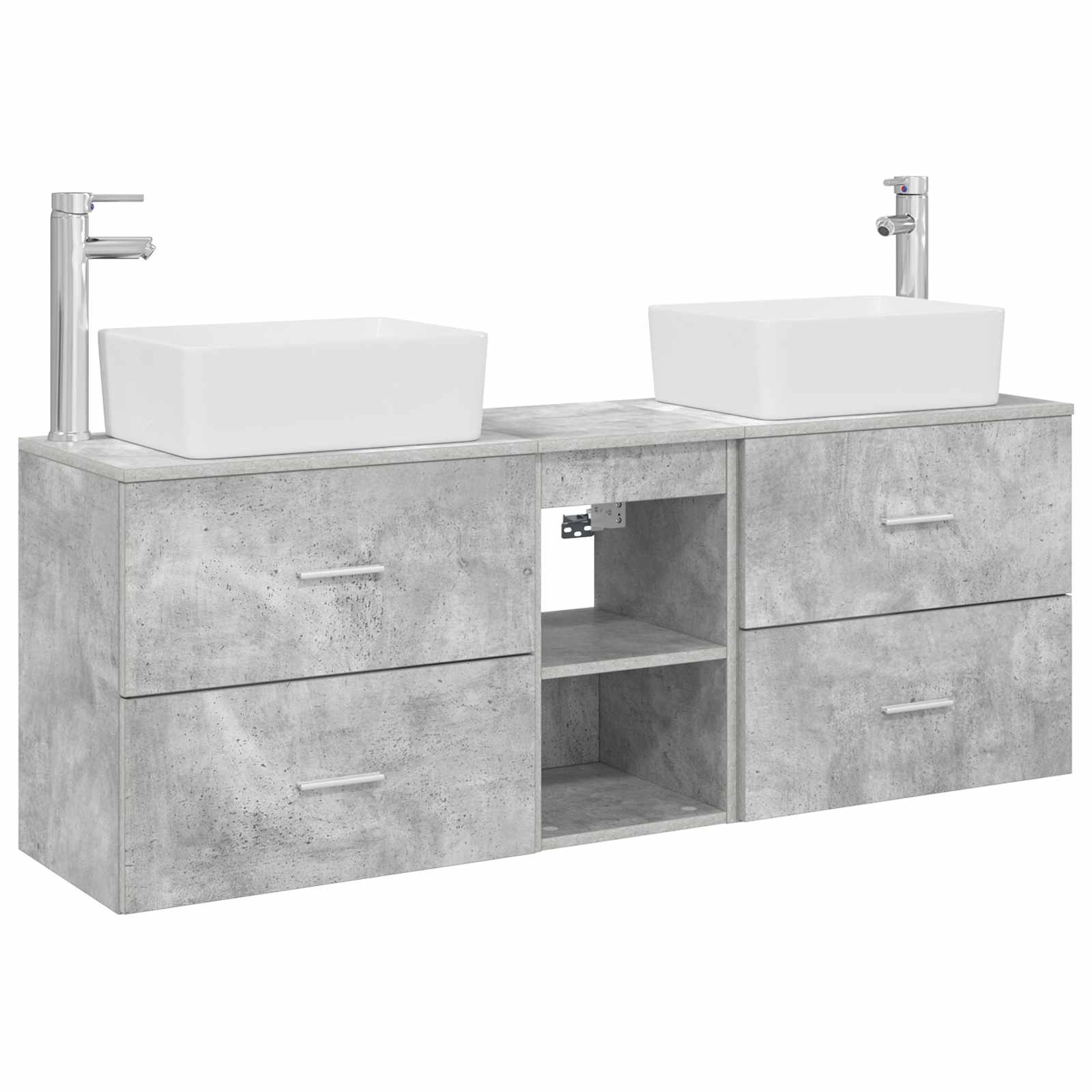 Badkamerkastenset 3 st Betongrijs 53 x 34,5 x 63 cm