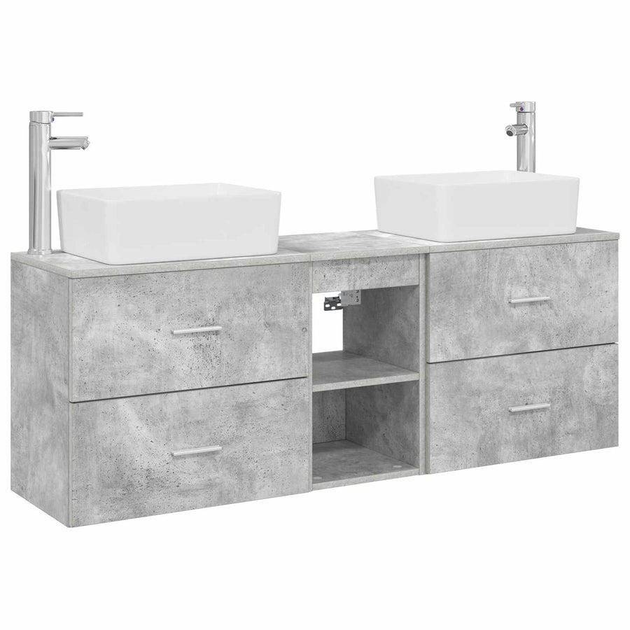 Badkamerkastenset 3 st Betongrijs 53 x 34,5 x 63 cm