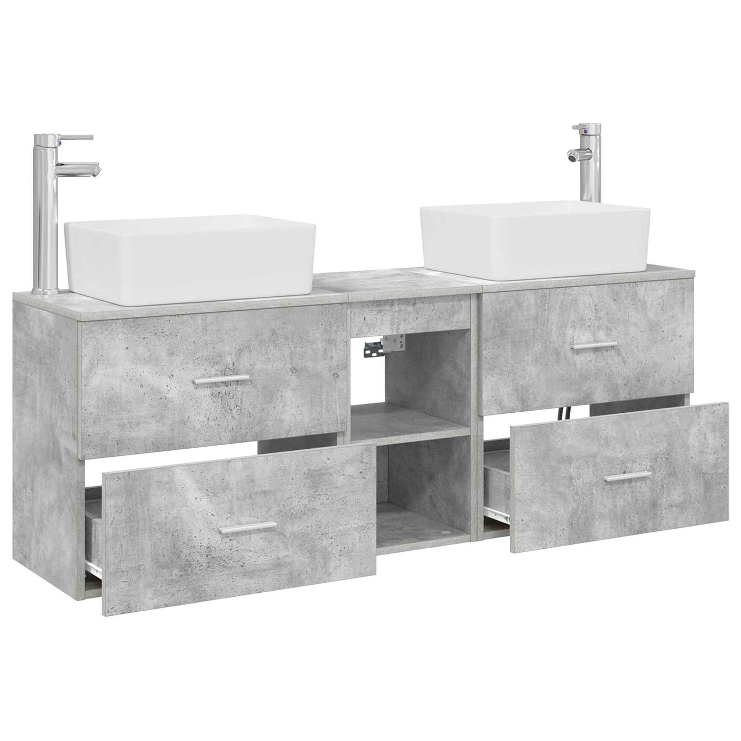 Badkamerkastenset 3 st Betongrijs 53 x 34,5 x 63 cm
