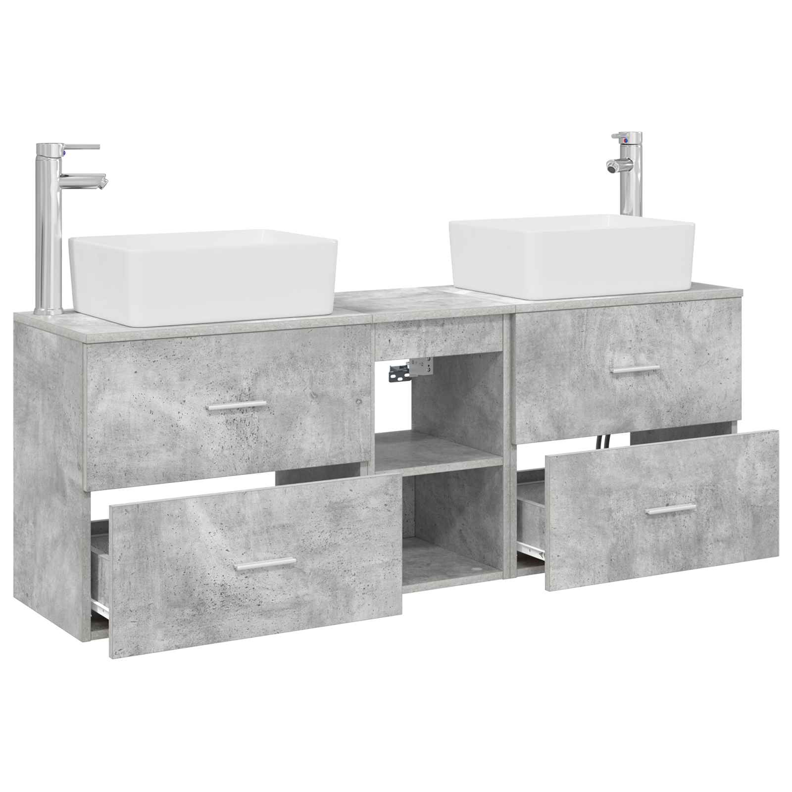 Badkamerkastenset 3 st Betongrijs 53 x 34,5 x 63 cm