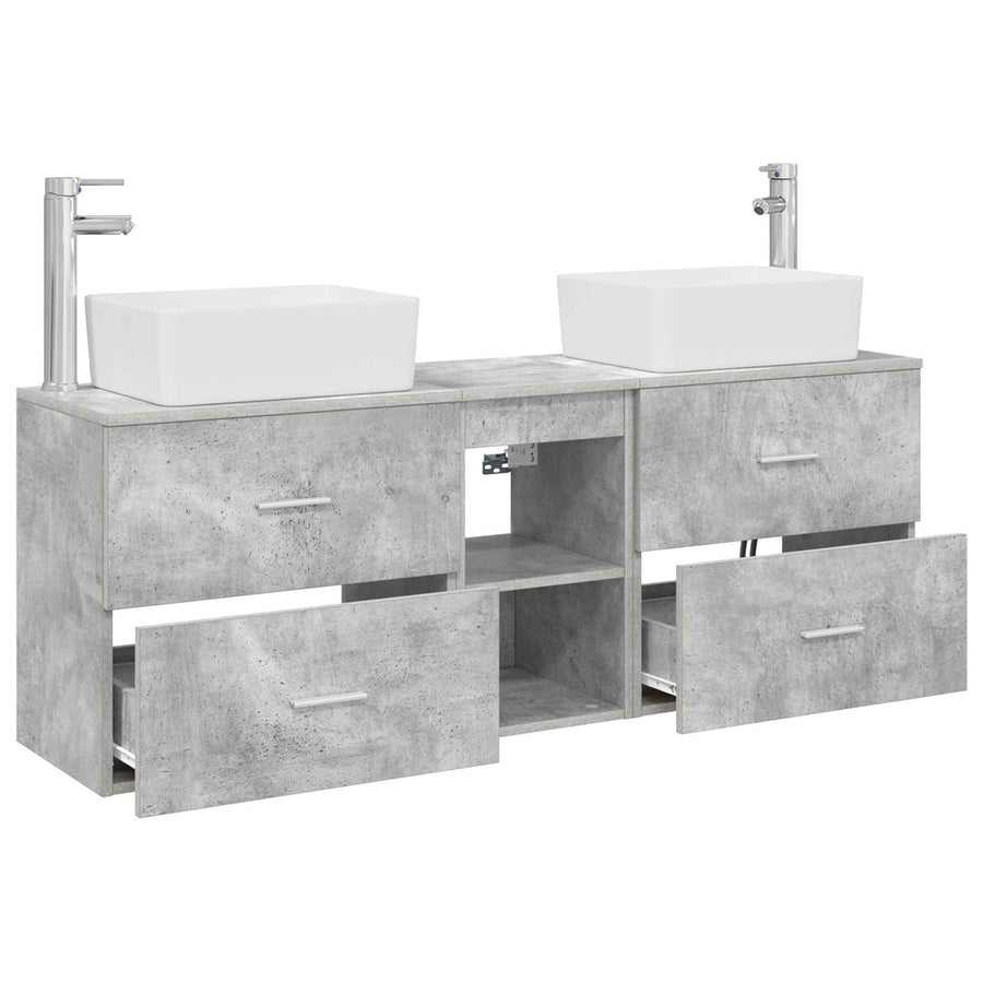 Badkamerkastenset 3 st Betongrijs 53 x 34,5 x 63 cm