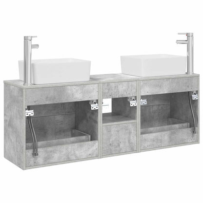 Badkamerkastenset 3 st Betongrijs 53 x 34,5 x 63 cm