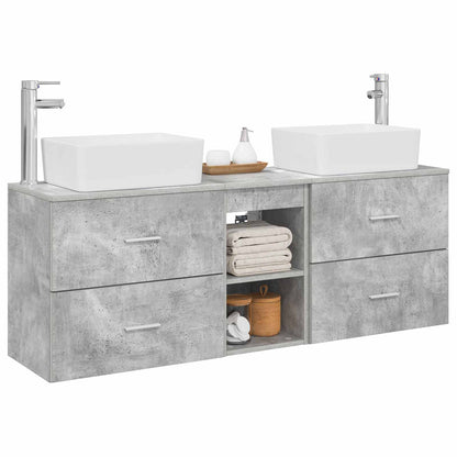 Badkamerkastenset 3 st Betongrijs 53 x 34,5 x 63 cm