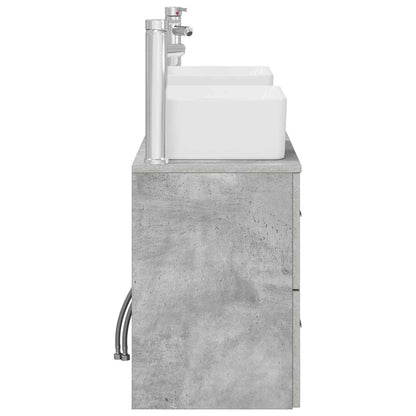 Badkamerkastenset 3 st Betongrijs 53 x 34,5 x 63 cm