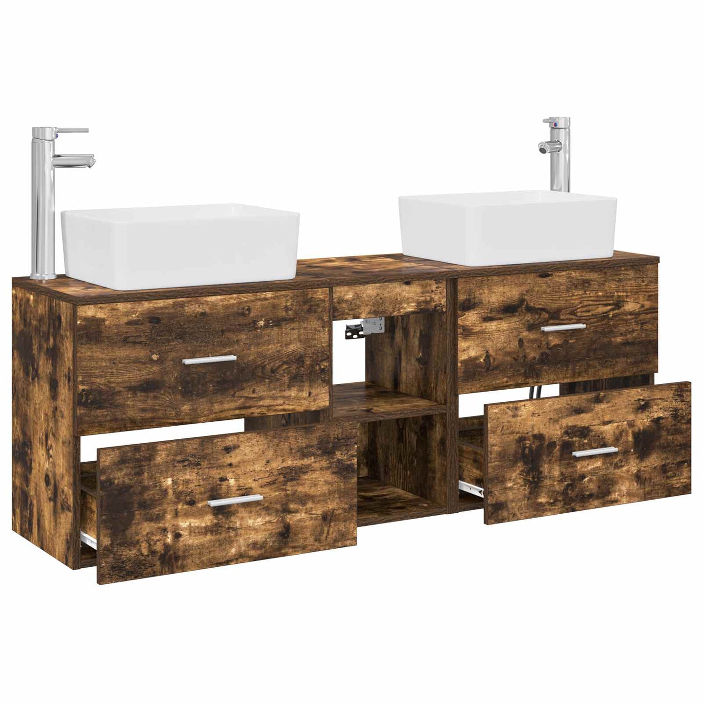 Badkamerkastenset 3 st Gerookt eiken 53 x 34,5 x 63 cm