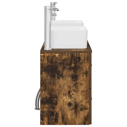 Badkamerkastenset 3 st Gerookt eiken 53 x 34,5 x 63 cm