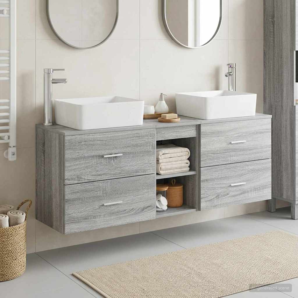 Badkamerkastenset 3 st Grijs Sonoma 53 x 34,5 x 63 cm