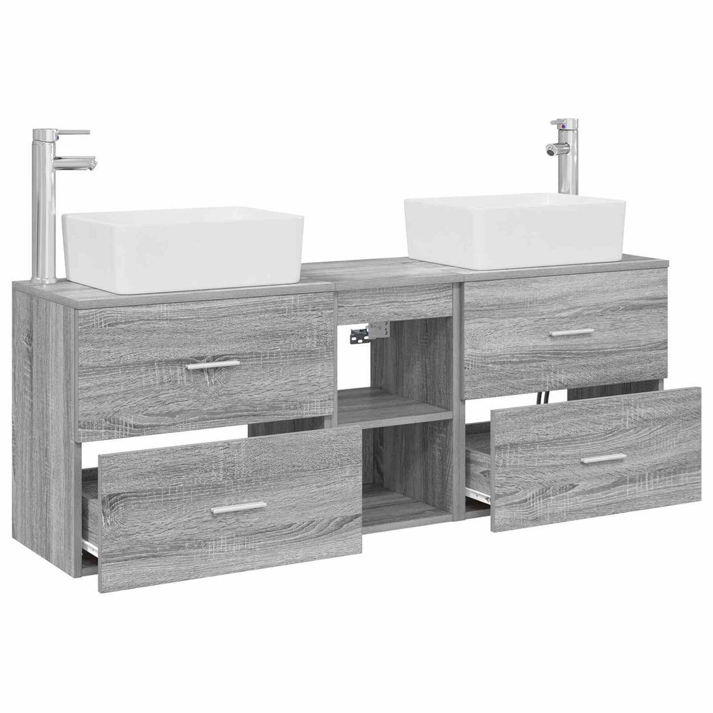 Badkamerkastenset 3 st Grijs Sonoma 53 x 34,5 x 63 cm