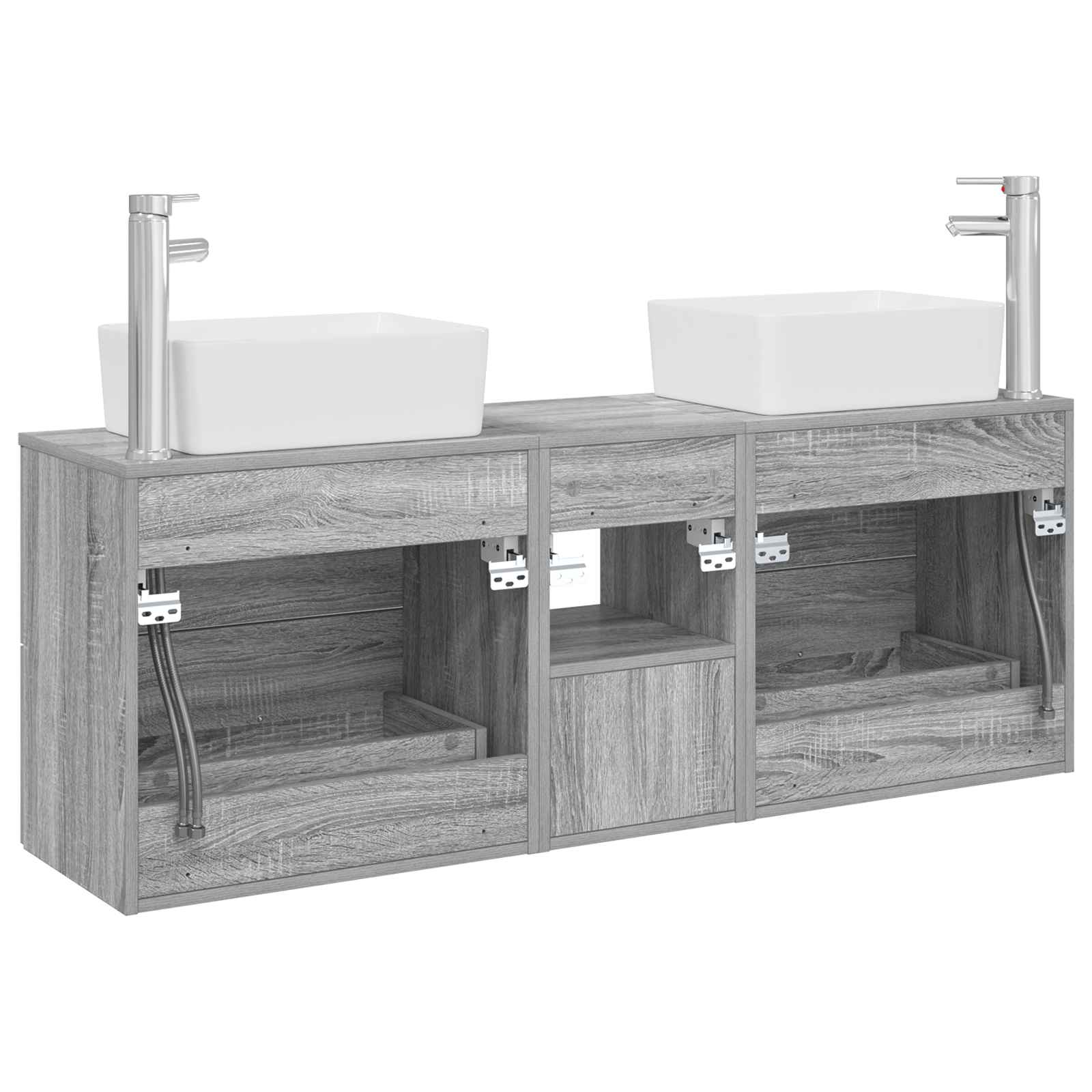 Badkamerkastenset 3 st Grijs Sonoma 53 x 34,5 x 63 cm