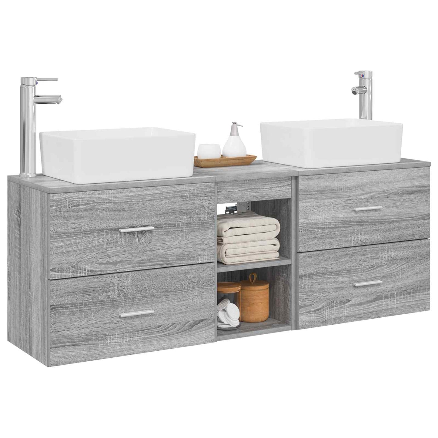 Badkamerkastenset 3 st Grijs Sonoma 53 x 34,5 x 63 cm