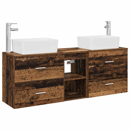 Badkamerkastenset 3 st Oud hout 53 x 34,5 x 63 cm Bewerkt hout