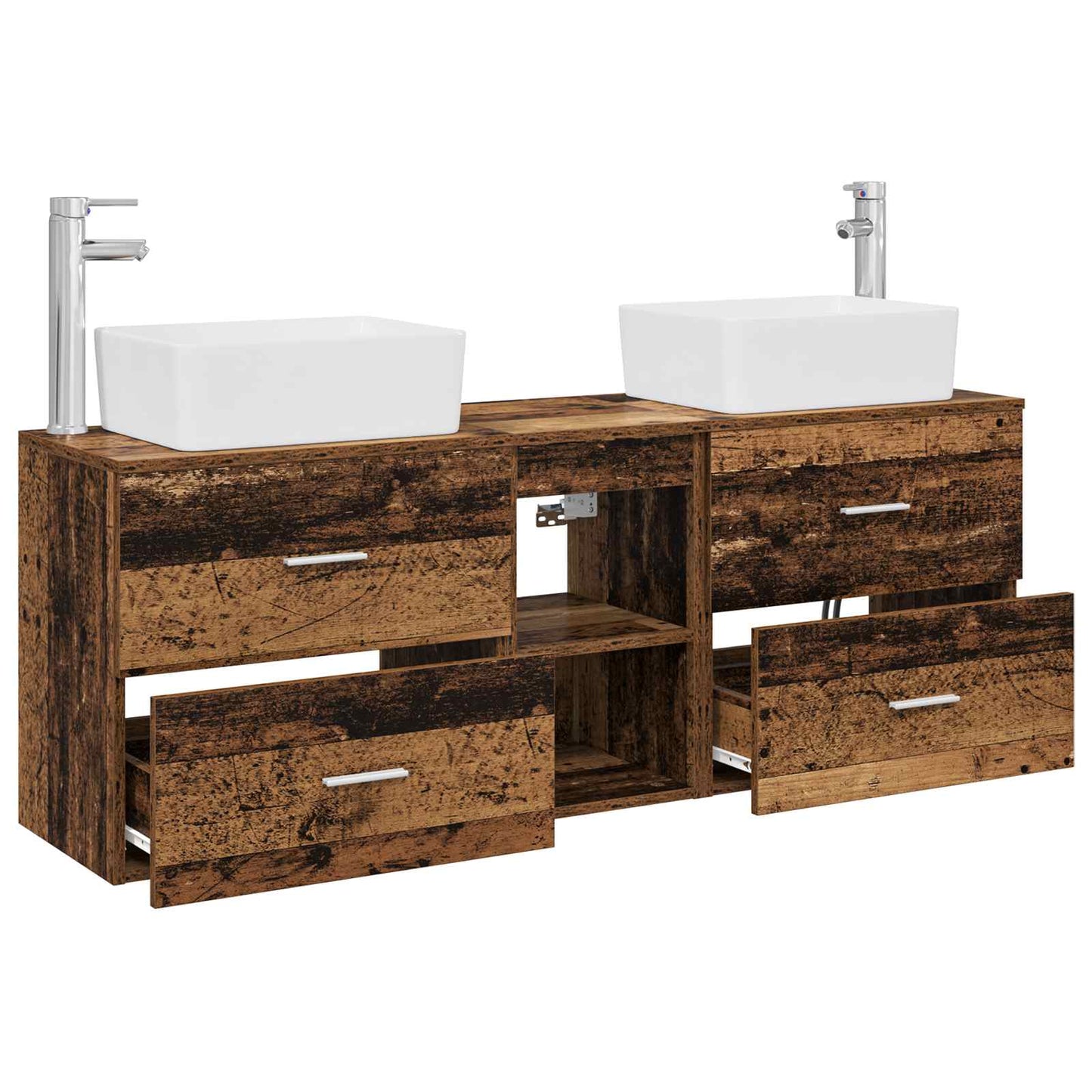 Badkamerkastenset 3 st Oud hout 53 x 34,5 x 63 cm Bewerkt hout