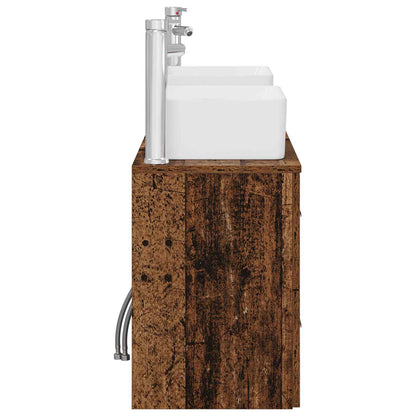 Badkamerkastenset 3 st Oud hout 53 x 34,5 x 63 cm Bewerkt hout