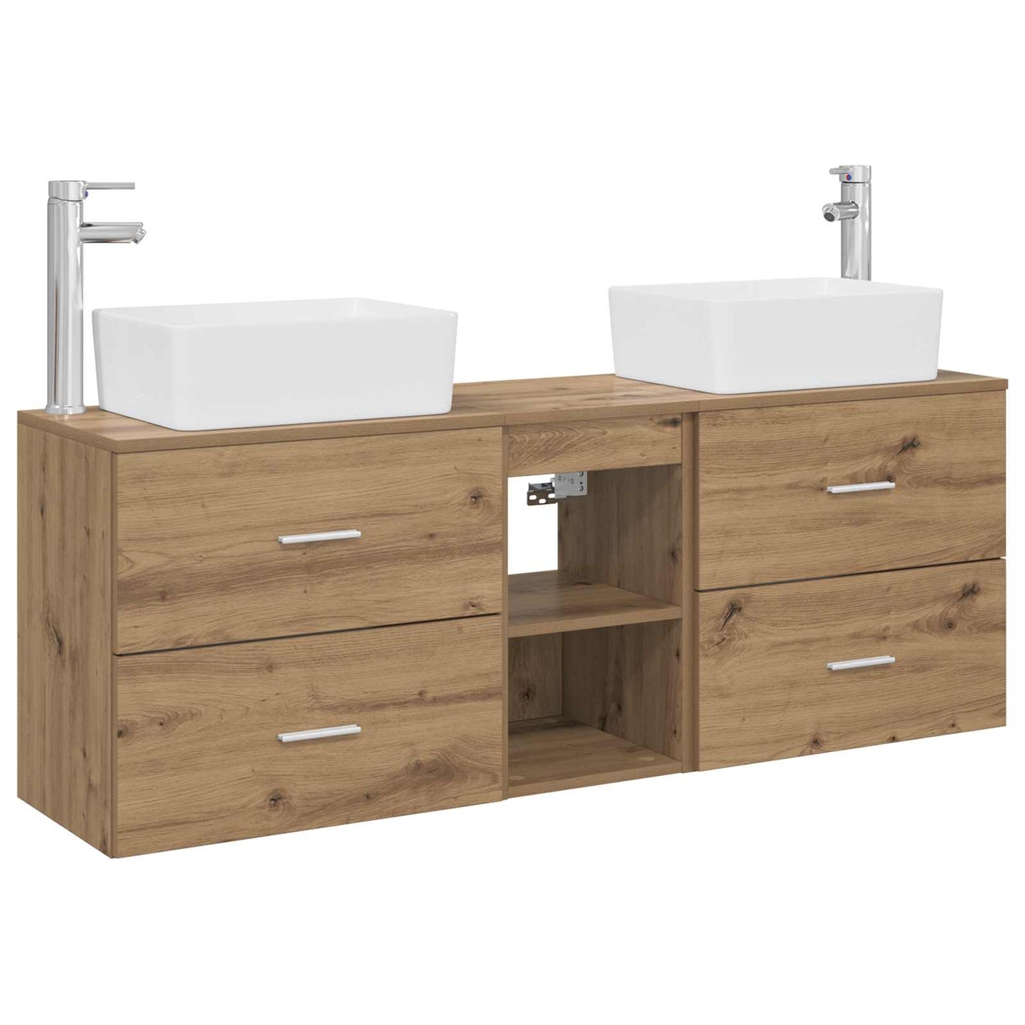 Badkamerkastenset 3 st Artisanaal eiken 53 x 34,5 x 63 cm