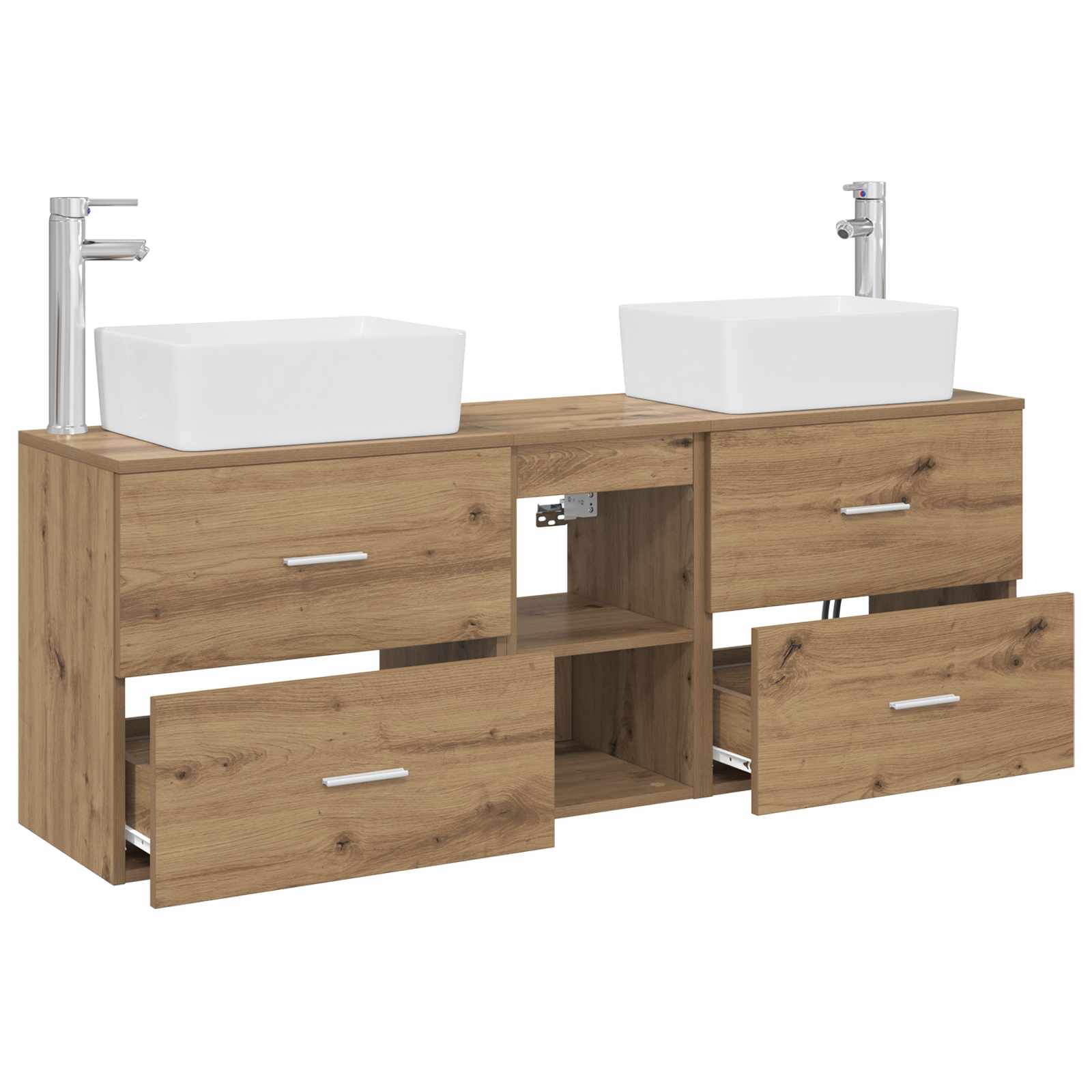 Badkamerkastenset 3 st Artisanaal eiken 53 x 34,5 x 63 cm