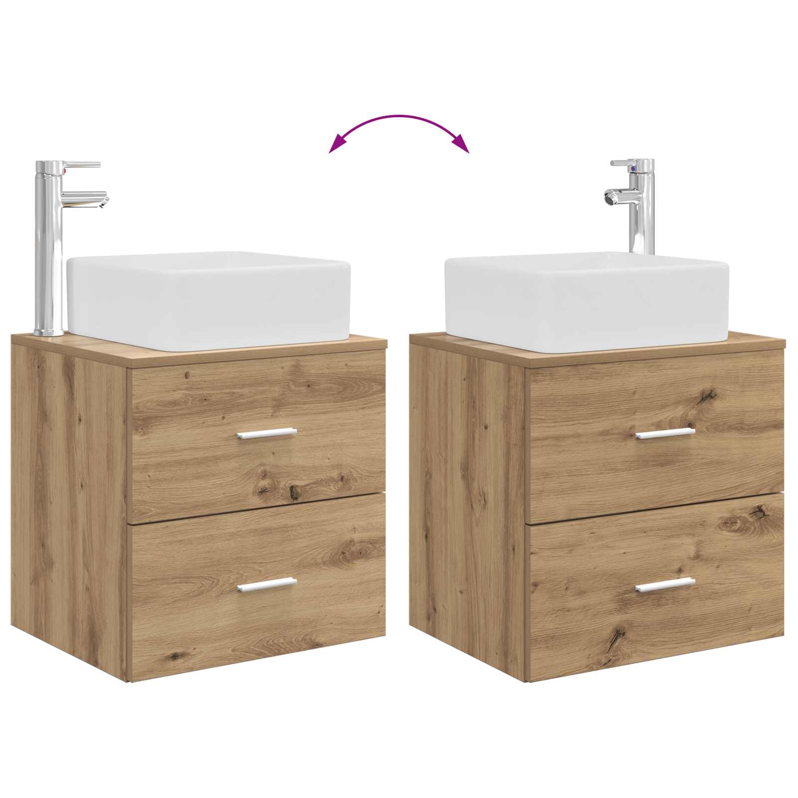 Badkamerkastenset 3 st Artisanaal eiken 53 x 34,5 x 63 cm