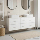 Badkamerkastenset 3 st Wit 53 x 34,5 x 63 cm Bewerkt hout