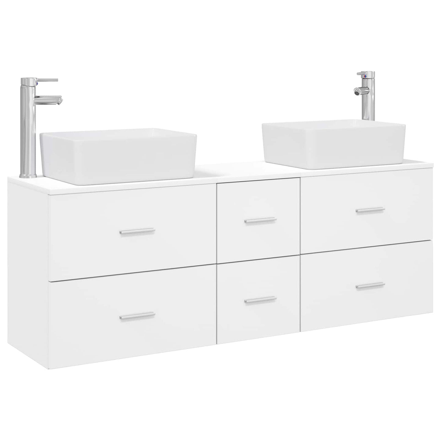 Badkamerkastenset 3 st Wit 53 x 34,5 x 63 cm Bewerkt hout