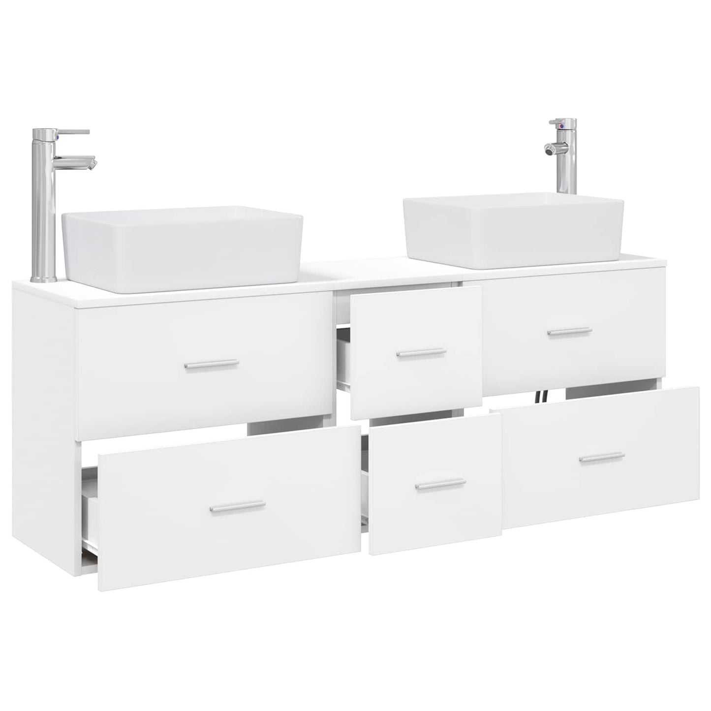 Badkamerkastenset 3 st Wit 53 x 34,5 x 63 cm Bewerkt hout