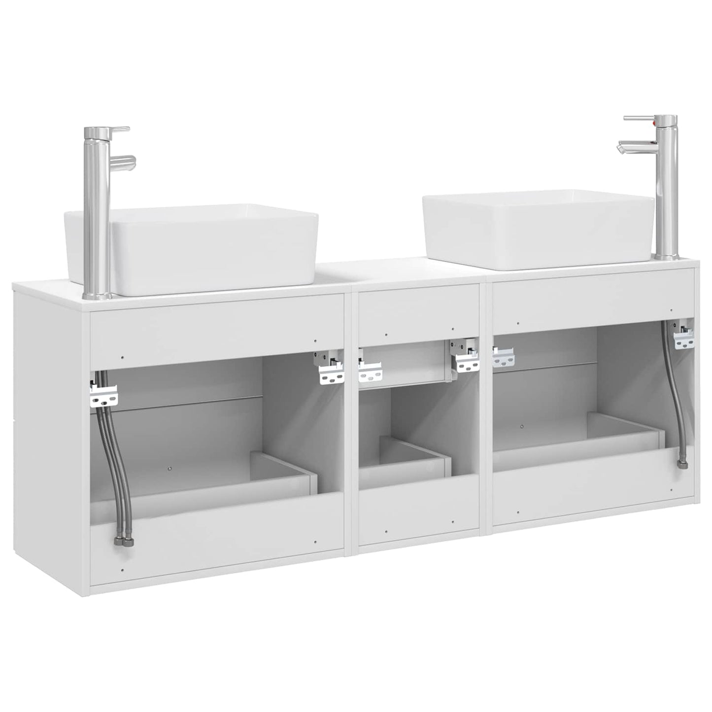 Badkamerkastenset 3 st Wit 53 x 34,5 x 63 cm Bewerkt hout