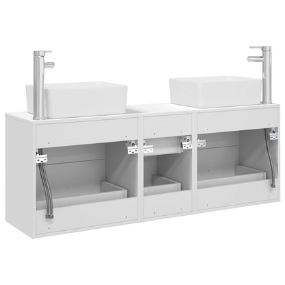 Badkamerkastenset 3 st Wit 53 x 34,5 x 63 cm Bewerkt hout