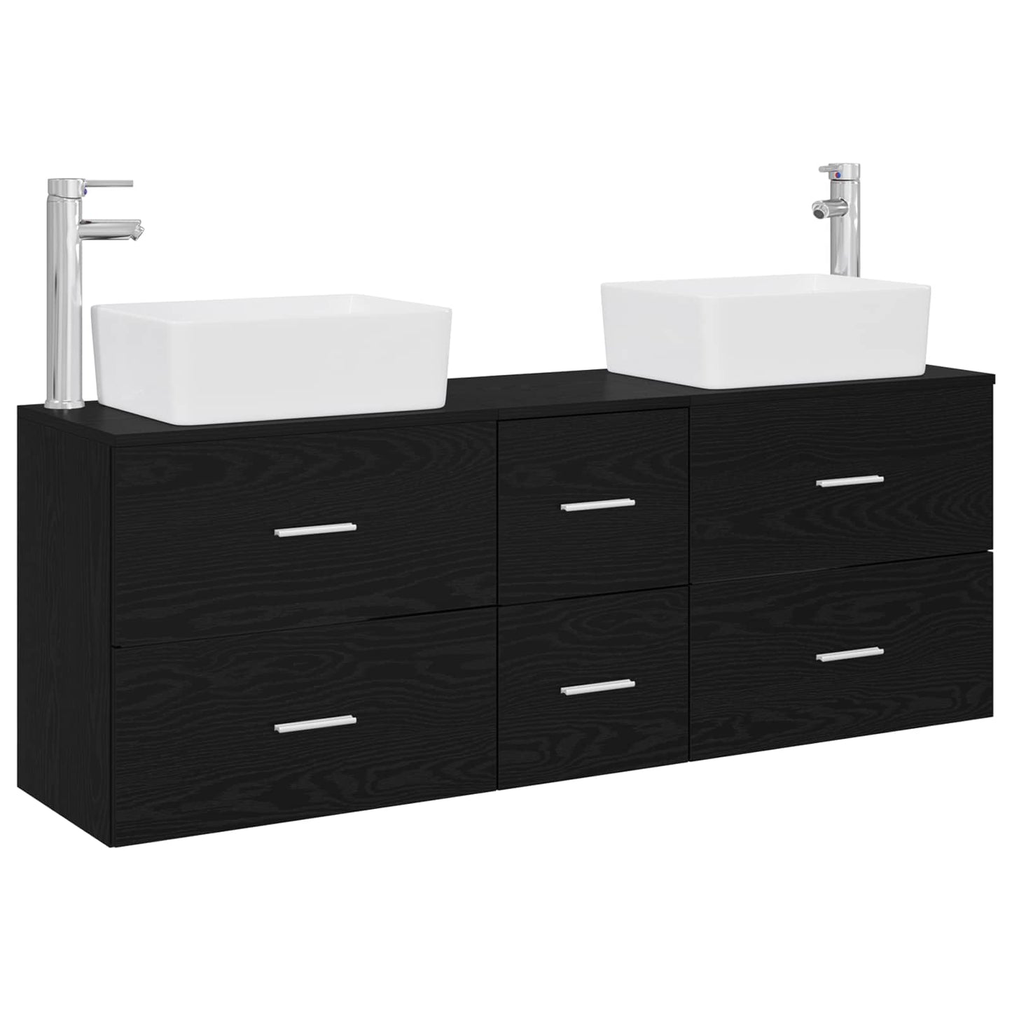 Badkamerkastenset 3 st Zwart 53 x 34,5 x 63 cm Bewerkt hout
