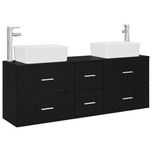 Badkamerkastenset 3 st Zwart 53 x 34,5 x 63 cm Bewerkt hout