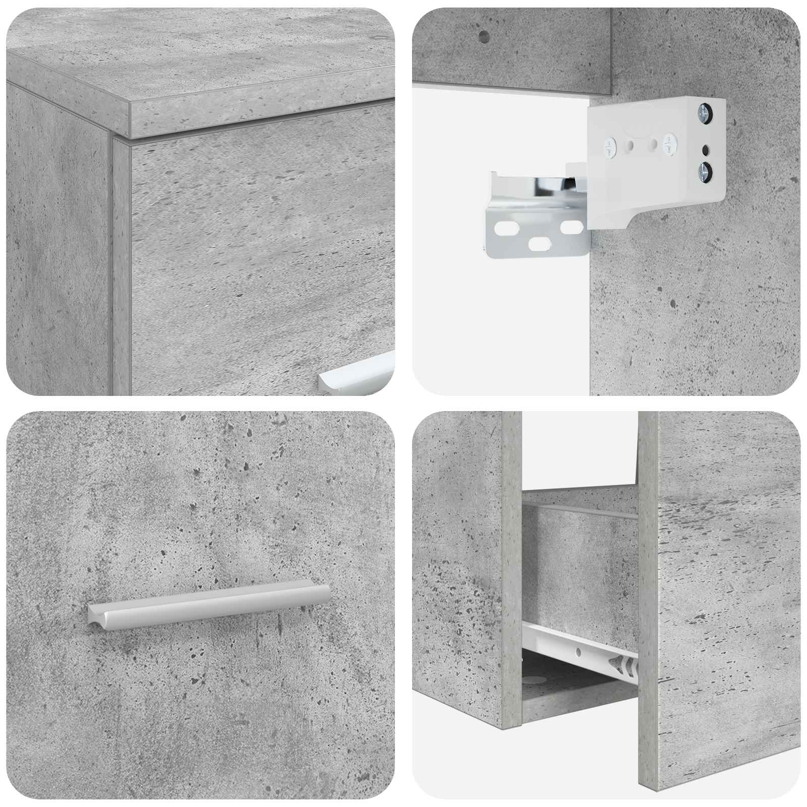 Badkamerkastenset 3 st Betongrijs 53 x 34,5 x 63 cm