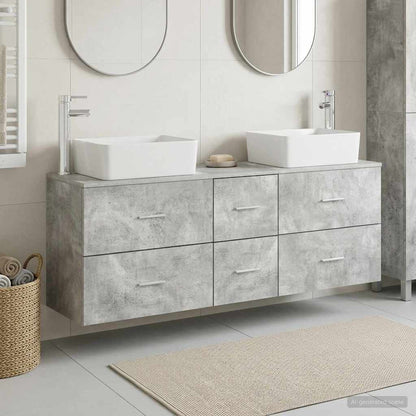 Badkamerkastenset 3 st Betongrijs 53 x 34,5 x 63 cm