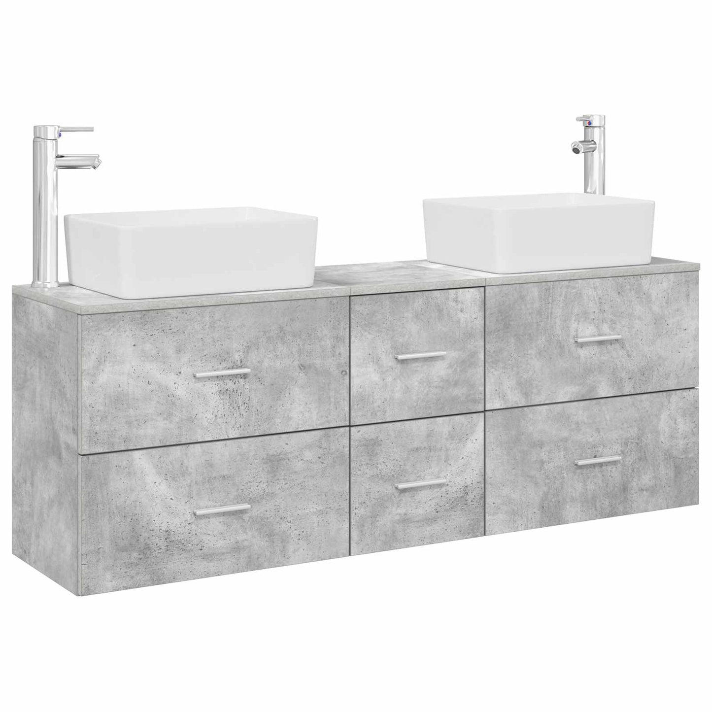 Badkamerkastenset 3 st Betongrijs 53 x 34,5 x 63 cm