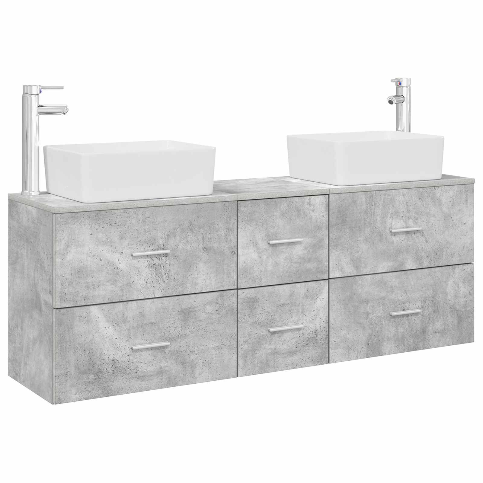 Badkamerkastenset 3 st Betongrijs 53 x 34,5 x 63 cm