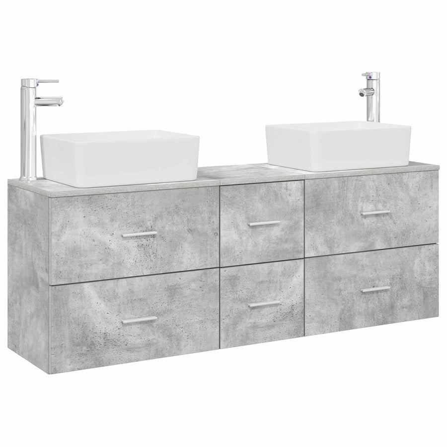 Badkamerkastenset 3 st Betongrijs 53 x 34,5 x 63 cm