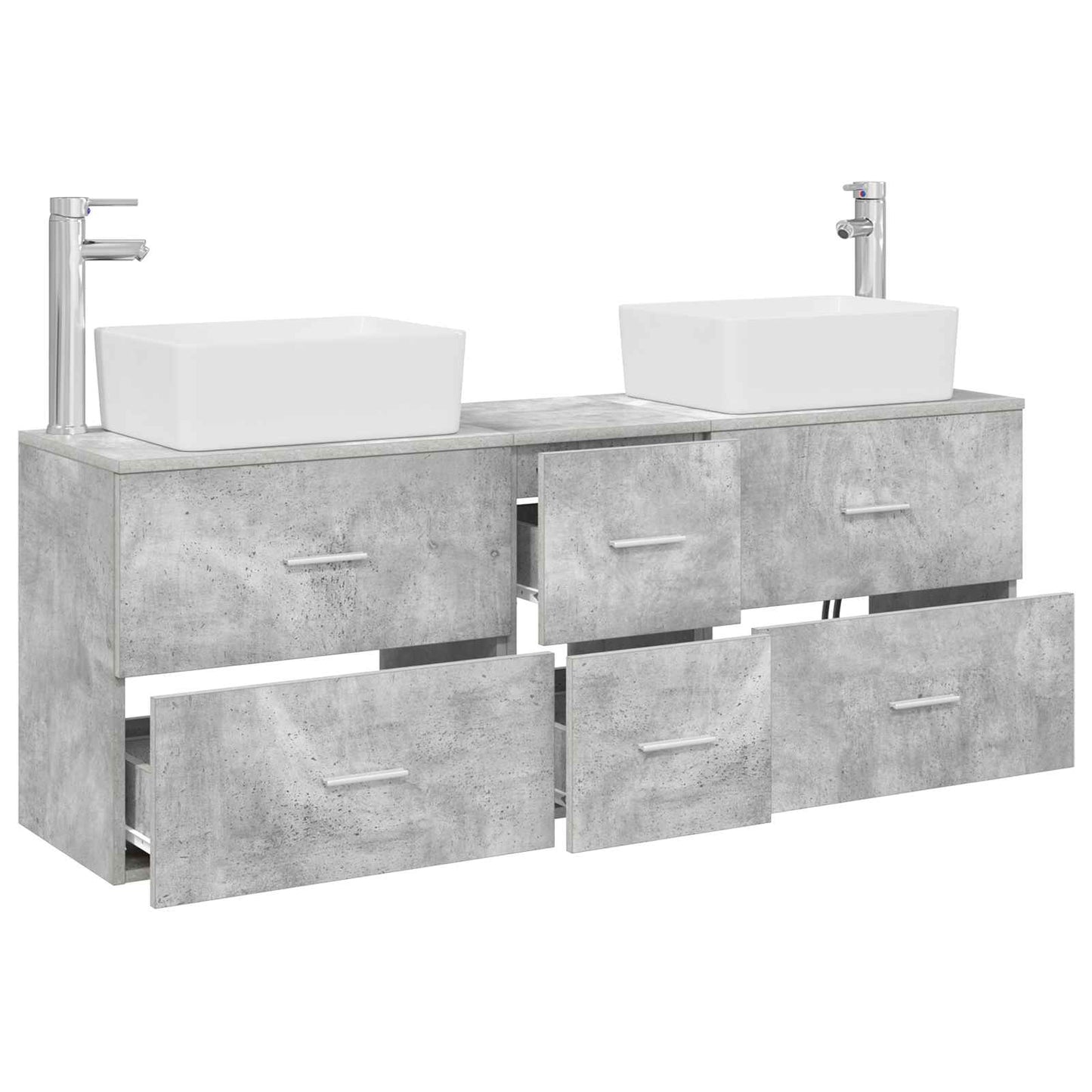 Badkamerkastenset 3 st Betongrijs 53 x 34,5 x 63 cm