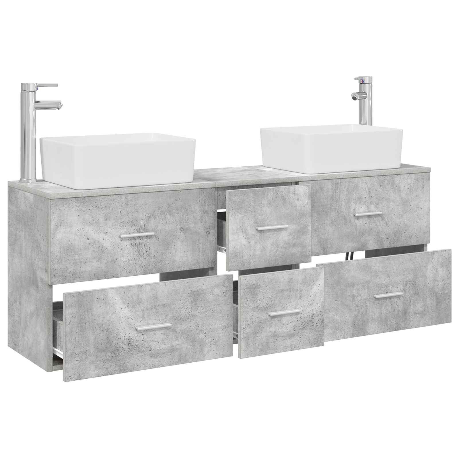 Badkamerkastenset 3 st Betongrijs 53 x 34,5 x 63 cm