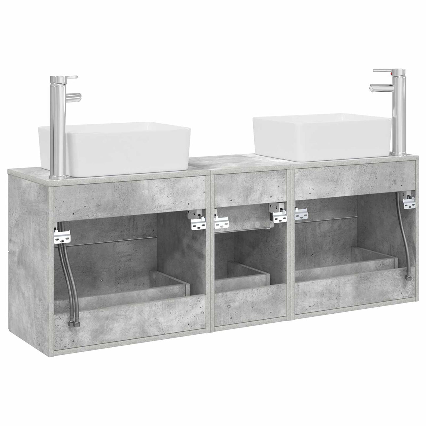 Badkamerkastenset 3 st Betongrijs 53 x 34,5 x 63 cm
