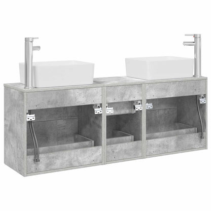 Badkamerkastenset 3 st Betongrijs 53 x 34,5 x 63 cm